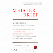 Meisterbrief Metin Türk